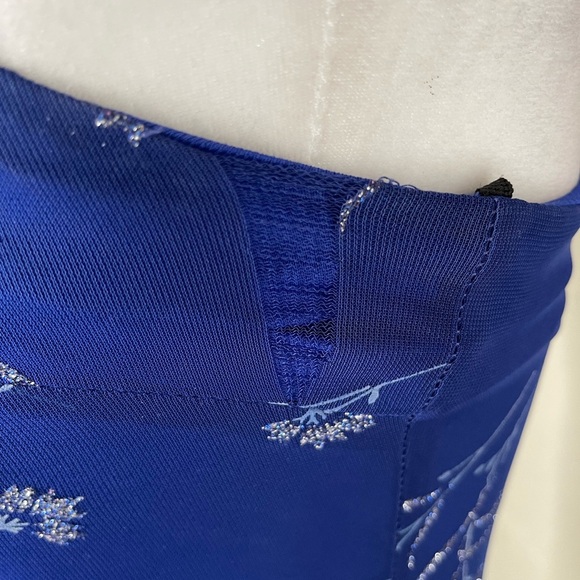 Vintage Y2K 90’s City Triangles mesh  Blue with Glitter Flowers size small - Picture 4 of 12